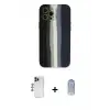 ieg™ iPhone 12 Pro Max Kılıf Yadigar Çizgi - Siyah Joko Magic 5D Cam + Shine Kamera Lens - LT