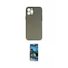 ieg™ iPhone 12 Pro Max Kılıf Yadigar Yansıma Serisi - Siyah 34D Izgaralı Cam