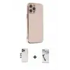 ieg™ iPhone 12 Pro Max Kılıf Yankı Serisi - Şeffaf Uv Polymer Nano Ekran Koruyucu + Shine Kamera Lens - GD