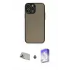 ieg™ iPhone 13 Pro Max Kılıf Ahenk Çizgi Serisi - Siyah Bilvis 5in1 3D Magic Cam Ekran Koruyucu + Rainbow Kamera Lens Koruma Cam - REGD