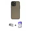 ieg™ iPhone 13 Pro Max Kılıf Ahenk Çizgi Serisi - Siyah Bilvis 5in1 3D Magic Cam Ekran Koruyucu + Rainbow Kamera Lens Koruma Cam - MI