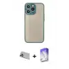 ieg™ iPhone 13 Pro Max Kılıf Ahenk Çizgi Serisi - Siyah Bilvis 5in1 3D Magic Cam Ekran Koruyucu + Rainbow Kamera Lens Koruma Cam - MR