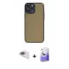 ieg™ iPhone 13 Pro Max Kılıf Ahenk Çizgi Serisi - Siyah Bilvis 5in1 5D Magic Hayalet Cam Ekran Koruyucu + Pers Alüminyum Kamera Lens - GI