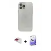 ieg™ iPhone 13 Pro Max Kılıf Ahenk Doku - Siyah Bilvis 5in1 5D Magic Hayalet Cam Ekran Koruyucu + Pers Alüminyum Kamera Lens - KI