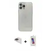 ieg™ iPhone 13 Pro Max Kılıf Ahenk Doku - Siyah Joko 5D Cam + Pers Alüminyum Kamera Lens - GI