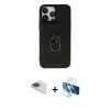ieg™ iPhone 13 Pro Max Kılıf Ahenk Klasik - Siyah 3D Antistatik Cam Ekran Koruyucu + Pers Alüminyum Kamera Lens - GI