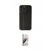 ieg™ iPhone 13 Pro Max Kılıf Akış Doku - Siyah Bilvis 3D Mat Cam Ekran Koruyucu