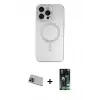 ieg™ iPhone 13 Pro Max Kılıf Akış Minimal Özel Seri - Şeffaf 360 Full Body Arka Koruyucu + Rainbow Kamera Lens Koruma Cam - MI