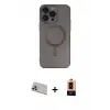 ieg™ iPhone 13 Pro Max Kılıf Akış Minimal Özel Seri - Şeffaf Maxco Cam Ekran Koruyucu + Rainbow Kamera Lens Koruma Cam - REGD