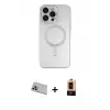 ieg™ iPhone 13 Pro Max Kılıf Akış Minimal Özel Seri - Şeffaf Maxco Cam Ekran Koruyucu + Rainbow Kamera Lens Koruma Cam - MR