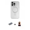 ieg™ iPhone 13 Pro Max Kılıf Akış Minimal Özel Seri - Şeffaf Maxco Cam Ekran Koruyucu + Renkli Kamera Lens Koruma Cam - TU