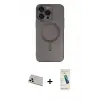ieg™ iPhone 13 Pro Max Kılıf Akış Minimal Özel Seri - Şeffaf Pasifik Cam Ekran Koruyucu + Rainbow Kamera Lens Koruma Cam - BZ