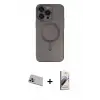 ieg™ iPhone 13 Pro Max Kılıf Akış Minimal Özel Seri - Siyah Bilvis 3D Mat Cam Ekran Koruyucu + Rainbow Kamera Lens Koruma Cam - MR
