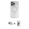 ieg™ iPhone 13 Pro Max Kılıf Akış Minimal Özel Seri - Siyah Bilvis 3D Mat Cam Ekran Koruyucu + Rainbow Kamera Lens Koruma Cam - MR
