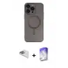 ieg™ iPhone 13 Pro Max Kılıf Akış Minimal Özel Seri - Siyah Bilvis 5in1 3D Magic Cam Ekran Koruyucu + Pers Alüminyum Kamera Lens - SABE