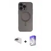 ieg™ iPhone 13 Pro Max Kılıf Akış Minimal Özel Seri - Siyah Bilvis 5in1 3D Magic Cam Ekran Koruyucu + Pers Alüminyum Kamera Lens - GI