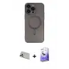 ieg™ iPhone 13 Pro Max Kılıf Akış Minimal Özel Seri - Siyah Bilvis 5in1 5D Magic Hayalet Cam Ekran Koruyucu + Rainbow Kamera Lens Koruma Cam - BZ