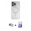 ieg™ iPhone 13 Pro Max Kılıf Akış Minimal Özel Seri - Siyah Bilvis 5in1 5D Magic Hayalet Cam Ekran Koruyucu + Rainbow Kamera Lens Koruma Cam - MI