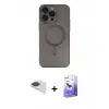 ieg™ iPhone 13 Pro Max Kılıf Akış Minimal Özel Seri - Siyah Bilvis 5in1 5D Magic Hayalet Cam Ekran Koruyucu + Pers Alüminyum Kamera Lens - LT