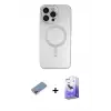ieg™ iPhone 13 Pro Max Kılıf Akış Minimal Özel Seri - Siyah Bilvis 5in1 5D Magic Hayalet Cam Ekran Koruyucu + Shine Kamera Lens Koruma Cam - PE