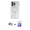ieg™ iPhone 13 Pro Max Kılıf Akış Minimal Özel Seri - Siyah Bilvis 5in1 5D Magic Hayalet Cam Ekran Koruyucu + Rainbow Kamera Lens Koruma Cam - KI