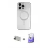 ieg™ iPhone 13 Pro Max Kılıf Akış Minimal Özel Seri - Siyah Bilvis 5in1 5D Magic Hayalet Cam Ekran Koruyucu + Rainbow Kamera Lens Koruma Cam - BZ