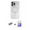 ieg™ iPhone 13 Pro Max Kılıf Akış Minimal Özel Seri - Siyah Bilvis 5in1 5D Magic Hayalet Cam Ekran Koruyucu + Renkli Kamera Lens Koruma Cam - MI