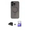 ieg™ iPhone 13 Pro Max Kılıf Akış Minimal Özel Seri - Siyah Bilvis 5in1 5D Magic Hayalet Cam Ekran Koruyucu + Raze Metal Kamera Lens - GD