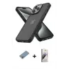 ieg™ iPhone 13 Pro Max Kılıf Atlas Form - Siyah Bilvis 3D Mat Cam Ekran Koruyucu + Shine Kamera Lens Koruma Cam - GI