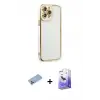 ieg™ iPhone 13 Pro Max Kılıf Çekirdek Klasik Serisi - Siyah Bilvis 5in1 5D Magic Hayalet Cam Ekran Koruyucu + Shine Kamera Lens Koruma Cam - MI