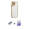 ieg™ iPhone 13 Pro Max Kılıf Çekirdek Klasik Serisi - Siyah Bilvis 5in1 5D Magic Hayalet Cam Ekran Koruyucu + Shine Kamera Lens Koruma Cam - GI