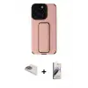ieg™ iPhone 13 Pro Max Kılıf Çekirdek Yansıma - Siyah Bilvis 3D Mat Cam Ekran Koruyucu + Pers Alüminyum Kamera Lens - GD