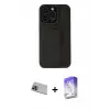 ieg™ iPhone 13 Pro Max Kılıf Çekirdek Yansıma - Siyah Bilvis 5in1 3D Magic Cam Ekran Koruyucu + Rainbow Kamera Lens Koruma Cam - MI