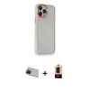ieg™ iPhone 13 Pro Max Kılıf Eksen Doku Prime - Şeffaf Maxco Cam Ekran Koruyucu + Rainbow Kamera Lens Koruma Cam - KI