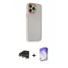 ieg™ iPhone 13 Pro Max Kılıf Eksen Doku Prime - Siyah Bilvis 5in1 3D Magic Cam Ekran Koruyucu + Raze Metal Kamera Lens - GD