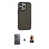 ieg™ iPhone 13 Pro Max Kılıf Eksen Işık - Şeffaf Maxco Cam Ekran Koruyucu + Neon Fosforlu Kamera Lens - BZ