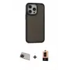 ieg™ iPhone 13 Pro Max Kılıf Eksen Işık - Şeffaf Maxco Cam Ekran Koruyucu + Rainbow Kamera Lens Koruma Cam - KI