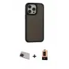ieg™ iPhone 13 Pro Max Kılıf Eksen Işık - Şeffaf Maxco Cam Ekran Koruyucu + Rainbow Kamera Lens Koruma Cam - KI