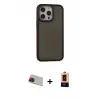 ieg™ iPhone 13 Pro Max Kılıf Eksen Işık - Şeffaf Maxco Cam Ekran Koruyucu + Rainbow Kamera Lens Koruma Cam - KI