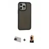ieg™ iPhone 13 Pro Max Kılıf Eksen Işık - Şeffaf Maxco Cam Ekran Koruyucu + Rainbow Kamera Lens Koruma Cam - KI
