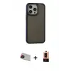 ieg™ iPhone 13 Pro Max Kılıf Eksen Işık - Şeffaf Maxco Cam Ekran Koruyucu + Rainbow Kamera Lens Koruma Cam - KI