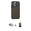 ieg™ iPhone 13 Pro Max Kılıf Eksen Işık - Şeffaf Maxco Cam Ekran Koruyucu + Rainbow Kamera Lens Koruma Cam - MI