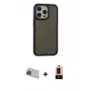 ieg™ iPhone 13 Pro Max Kılıf Eksen Işık - Şeffaf Maxco Cam Ekran Koruyucu + Rainbow Kamera Lens Koruma Cam - MI