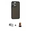 ieg™ iPhone 13 Pro Max Kılıf Eksen Işık - Şeffaf Maxco Cam Ekran Koruyucu + Rainbow Kamera Lens Koruma Cam - MI