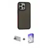 ieg™ iPhone 13 Pro Max Kılıf Eksen Işık - Siyah Bilvis 5in1 3D Magic Cam Ekran Koruyucu + Rainbow Kamera Lens Koruma Cam - MR