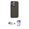 ieg™ iPhone 13 Pro Max Kılıf Eksen Işık - Siyah Bilvis 5in1 3D Magic Cam Ekran Koruyucu + Rainbow Kamera Lens Koruma Cam - MI