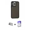 ieg™ iPhone 13 Pro Max Kılıf Eksen Işık - Siyah Bilvis 5in1 3D Magic Cam Ekran Koruyucu + Rainbow Kamera Lens Koruma Cam - MR
