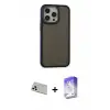 ieg™ iPhone 13 Pro Max Kılıf Eksen Işık - Siyah Bilvis 5in1 3D Magic Cam Ekran Koruyucu + Rainbow Kamera Lens Koruma Cam - BZ