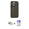ieg™ iPhone 13 Pro Max Kılıf Eksen Işık - Siyah Bilvis 5in1 3D Magic Cam Ekran Koruyucu + Rainbow Kamera Lens Koruma Cam - BZ