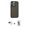 ieg™ iPhone 13 Pro Max Kılıf Eksen Işık - Siyah Joko 5D Cam + Pers Alüminyum Kamera Lens - KI